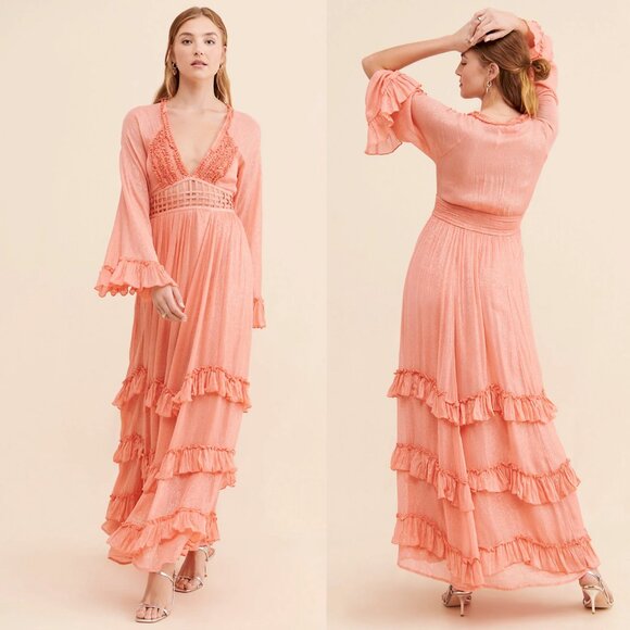 NWT Goddess/Romantic/Boho Free People Maxi Evening Dress - L - Viscose/Metallic - Picture 7 of 7